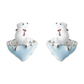 Silver Tone Polar Bear And Pale Blue Heart Stud Earrings view 5