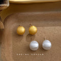 Brushed Matte Dome Stud Earrings Silver And Gold Tone Metal view 1