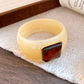 Wide Acrylic Bangles Gold-Frame Stone Inlay 6 Colors view 8