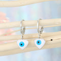 Silver Tone Huggie Evil Eye Drop Earrings in Three Shapes view 1