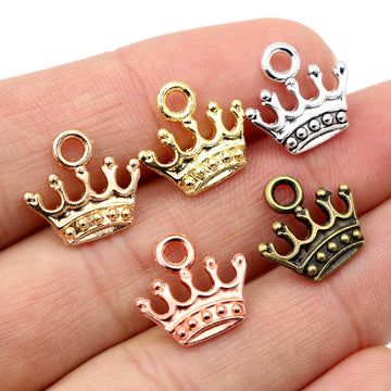 Small Crown Pendant Charms in Multiple Metal Finishes