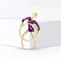 Purple Rhythmic Gymnast Brooch With Hoop and Pearl Head view 2