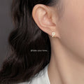 Gold Tone Clear Stone Small Flower Branch Stud Earrings view 2