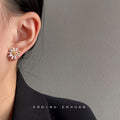 Translucent White Daisy Flower And Gold Tone Center Stud Earrings view 3