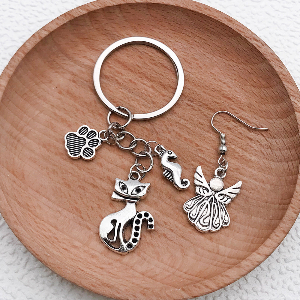 Antique Silver Zinc Alloy Butterfly Dog Seahorse Rabbit Owl Cat Charm Pendant for Bracelet Necklace DIY