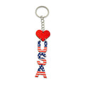USA Letter Keychain with Red Heart and American Flag Pattern view 5