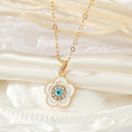 Gold Tone Crystal Enamel Flower Evil Eye Pendant Necklaces view 8