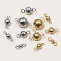 Double Loop Faceted Metal Ball Connectors in Gold and Steel view 2