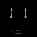 Silver Tone Geometric Clear Stone Long Drop Stud Earrings view 1