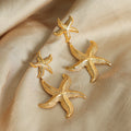 Dual Starfish Drop Earrings Textured Gold Or Steel Tone Metal view 4