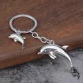 Double Dolphin Metal Keychain in Gold, Silver, and Rainbow Finishes view 6