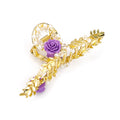 Purple Rose Floral Branch Pearl Look Decorative Hair Claw view 5
