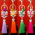 Lion Dance Head Tassel Keychains in Twenty Enamel and Jeweled Options view 2