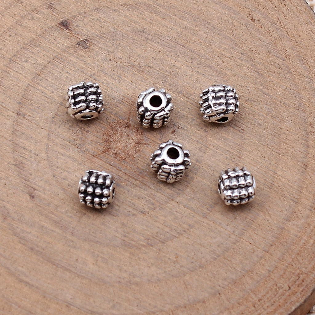 5.5x5.5x4.8mm 0.4g Antique Silver Zinc Alloy Dotted Small Hole Spacer Beads for DIY Bracelet Jewelry