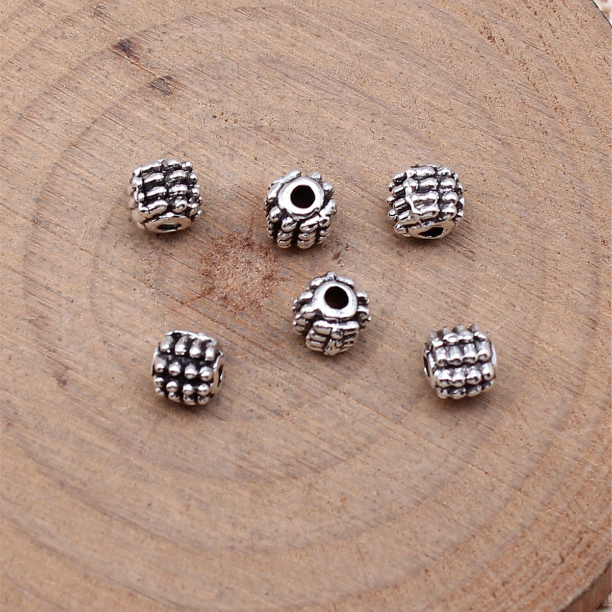 5.5x5.5x4.8mm 0.4g Antique Silver Zinc Alloy Dotted Small Hole Spacer Beads for DIY Bracelet Jewelry