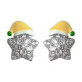 Silver Tone Clear Stone Star And Yellow Nightcap Stud Earrings view 5