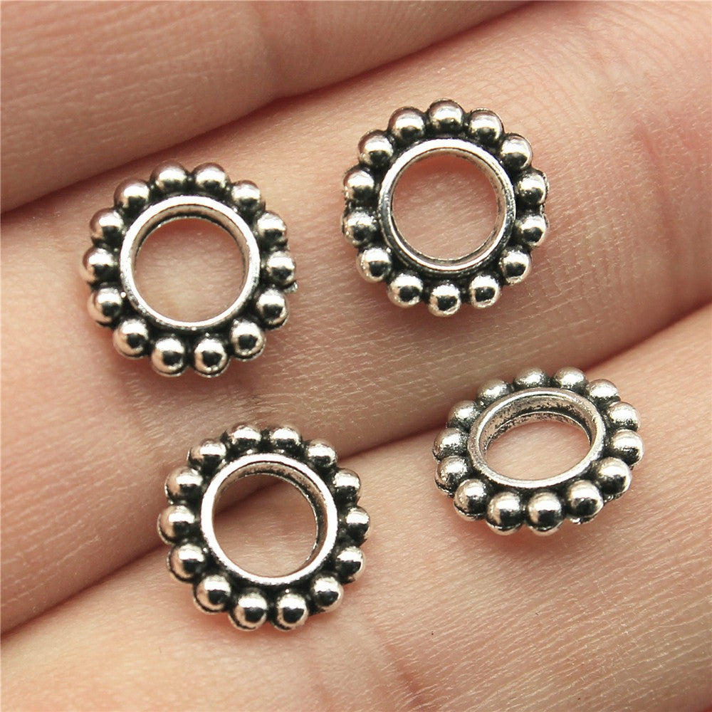 9x9x2mm 0.4g Multicolor Zinc Alloy Flat Round Large Hole Spacer Beads for Bracelet Necklace DIY