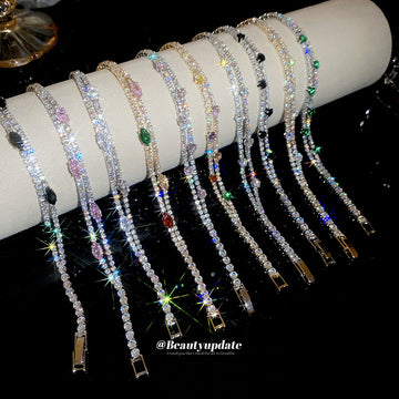 Double Layer Zircon Tennis Bracelet Nine Color Styles