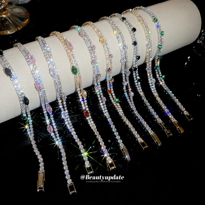 Double Layer Zircon Tennis Bracelet Nine Color Styles