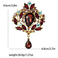 Oversized Crystal Teardrop Brooch With Polished Metal And Sculpted Decorative Details view 6