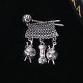 Textured Sweater Brooch With Three Dangling Charms view 4