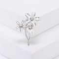 Acrylic Flower Branch Brooch in Detailed Metal and Crystal Design view 7