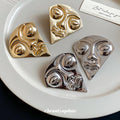 Sculpted Abstract Face Stud Earrings In Two Metal Tones view 4