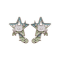 Star Cat Stud Earrings in Pink Blue and Green Enamel view 5