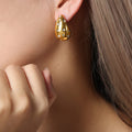 Teardrop Stud Earrings With Rhinestones Or Pearls Gold Steel view 10