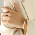 Triple Layer Pearl Fu Charm Bracelet Gold Freshwater view 4