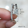Silver Tone Double Band Square Center Clear Stone Ring view 5