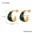 Gold Tone Enamel Crescent Hoop Stud Earrings Multi Color view 8