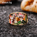 Gold Enamel Floral Tulip Openwork Band Ring Sizes 6-10 view 5