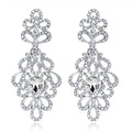 Silver Tone Crystal Scroll Drop Openwork Crystal Metal Dangle Earrings view 5