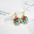 Gold Irregular Enamel Floral Pearl Drop Earrings 10 Styles view 2