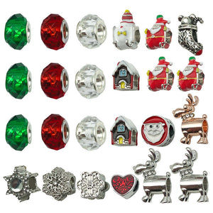 Large-Hole Christmas Charm Beads, Zinc Alloy, Enamel, Resin Mix