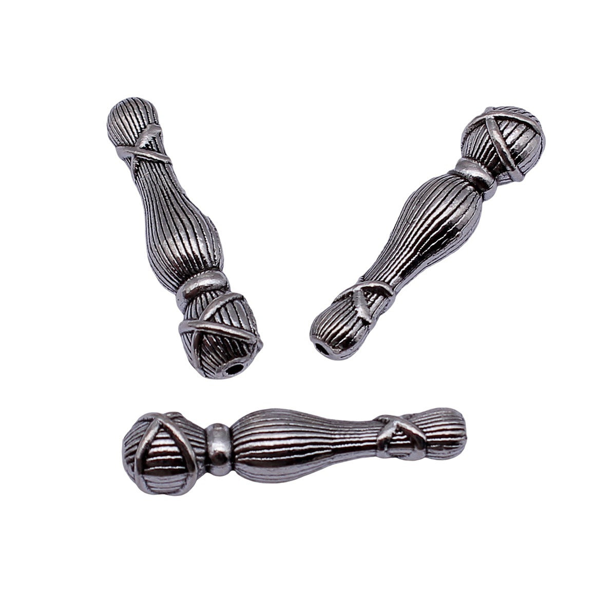 34x9x8.2mm 5.3g Antique Silver Zinc Alloy Gourd Head Small Hole Spacer Beads for DIY Jewelry Making