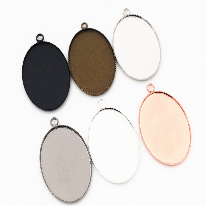 Oval Pendant Bezel Settings With Loop in Seven Finishes
