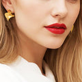 Twisted Satin Finish Sculptural Metal Stud Earrings view 3