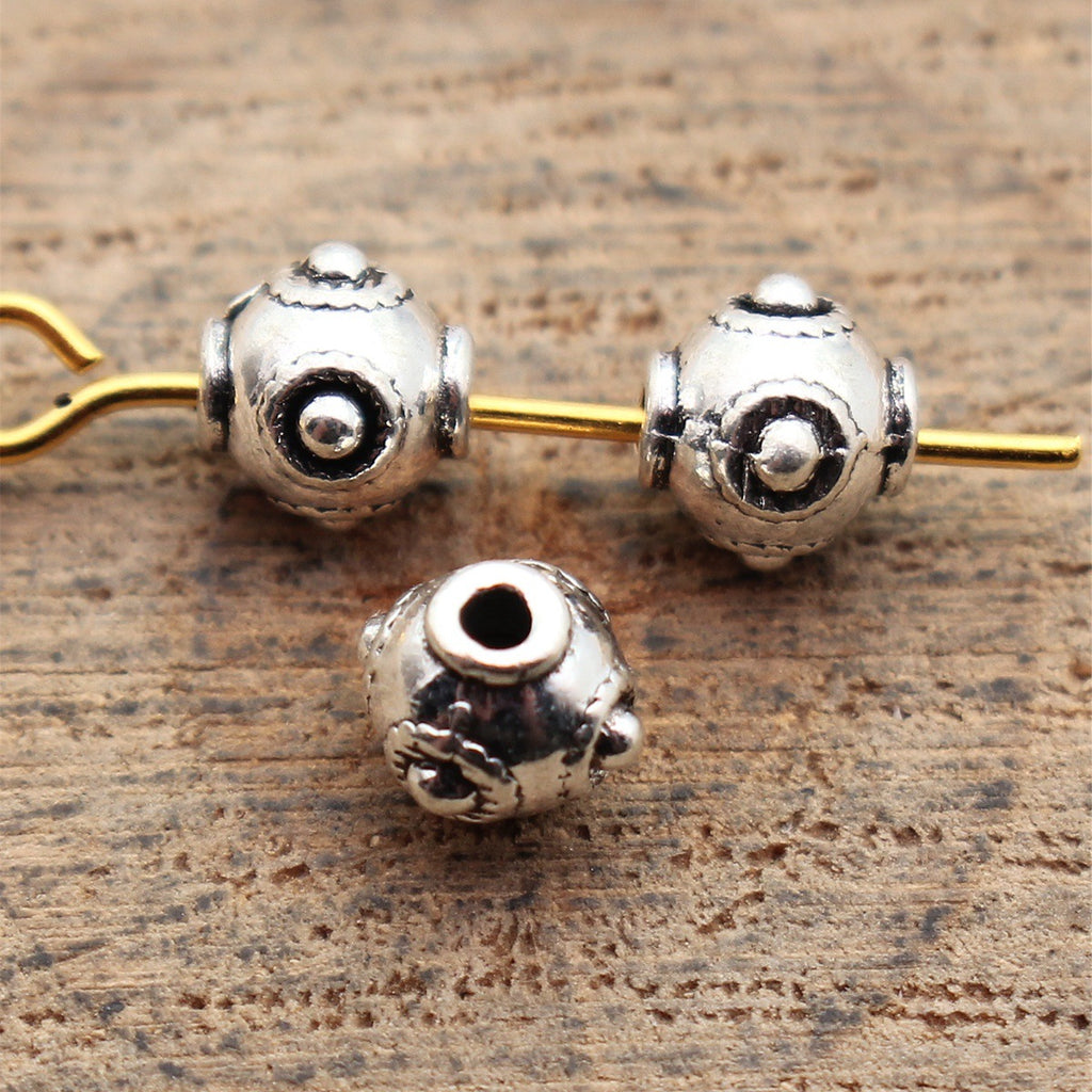 5.9x5.9x5.3mm 0.42g Antique Silver Zinc Alloy Raised Dot Round Spacer Beads for Bracelet Jewelry Making