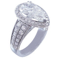 Pear Shaped White Stone Ring with Halo and Pavé Band view 2