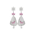 Silver-Tone Crystal Fan Drop Stud Earrings Decorative Jewelry Accessory view 5