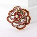 Purple Black Red Blue Rhinestone Openwork Rose Brooch Pins view 4