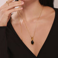Long Adjustable 100cm Black Agate Tiger Eye Pendant Sweater Chain view 4