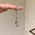 Silver Glitter Flower Link Adjustable Crystal Center Bracelet view 1