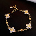 Gold CZ Round Flower Adjustable Bracelet Five Motifs view 6