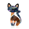 Acrylic Resin Marbled Cat Brooch Blue Brown Purple view 1