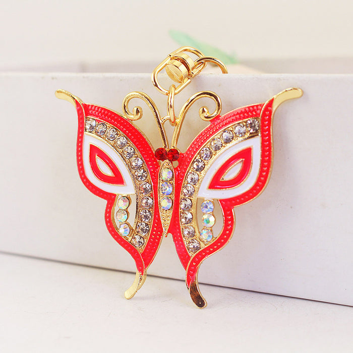 Colorful Rhinestone Butterfly Keychain Insect Car Bag Charm