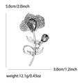 Rhinestone Rose Teardrop Crystal Stem Flower Brooch Pin view 7