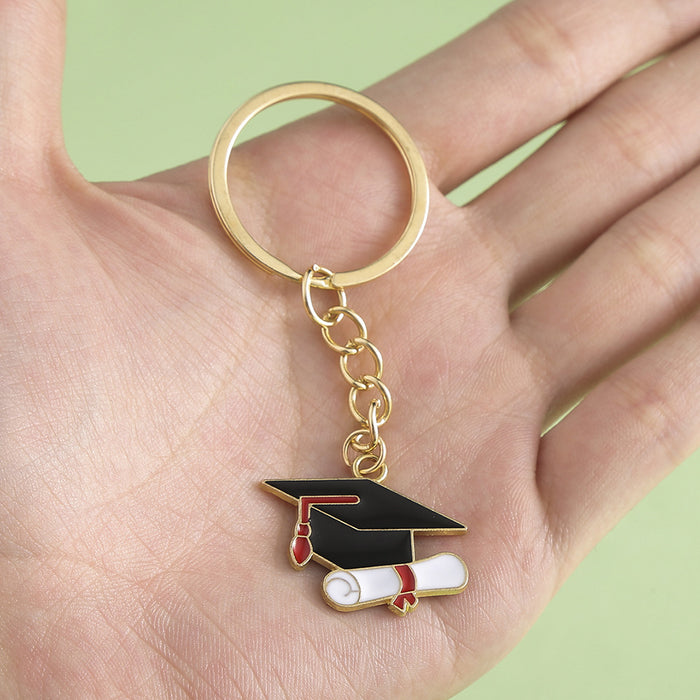 Graduation Cap And School Theme Metal Keychains, 6 Styles